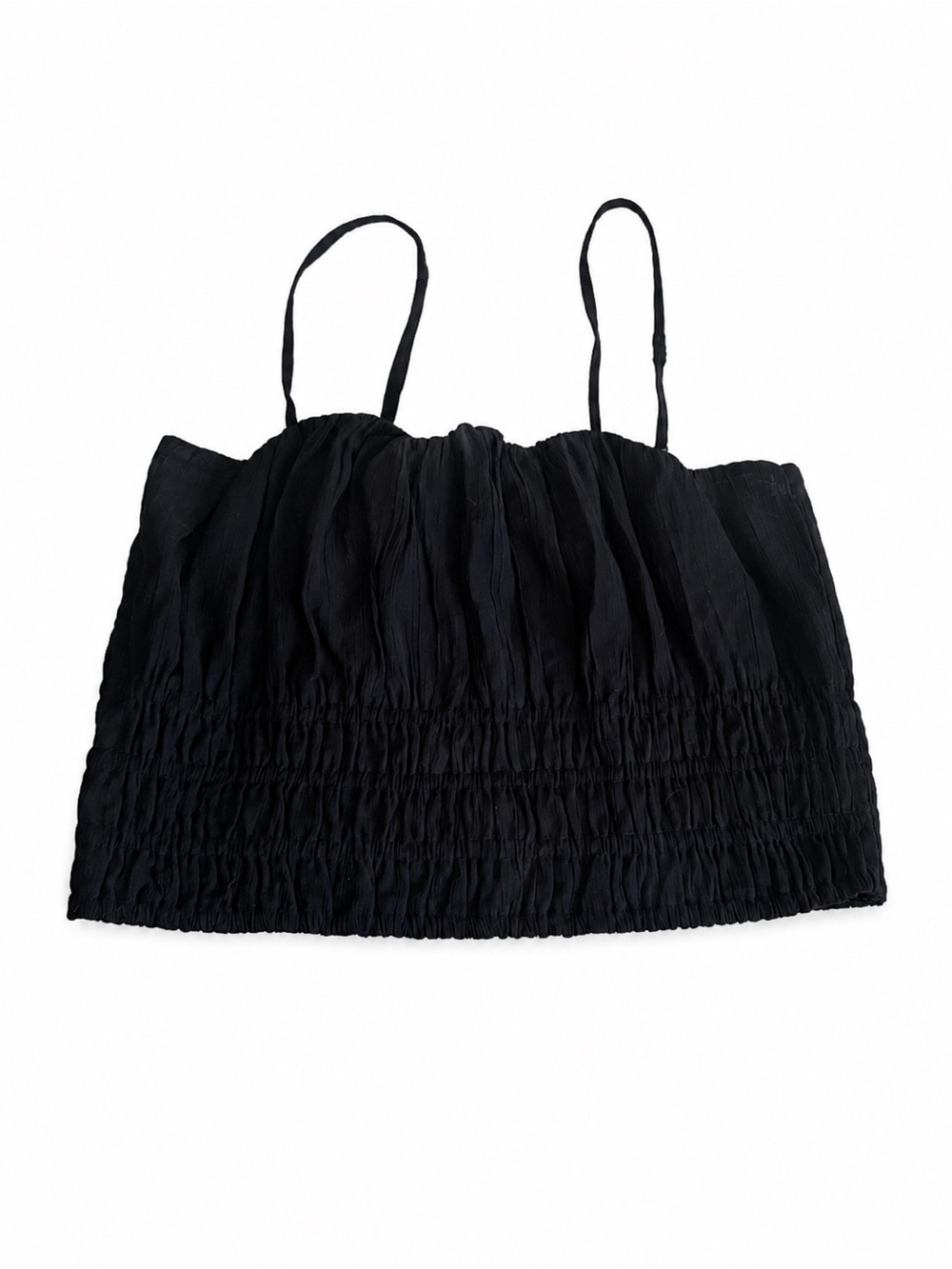 Abercrombie & Fitch Black Smocked Cami Crop Top size Large